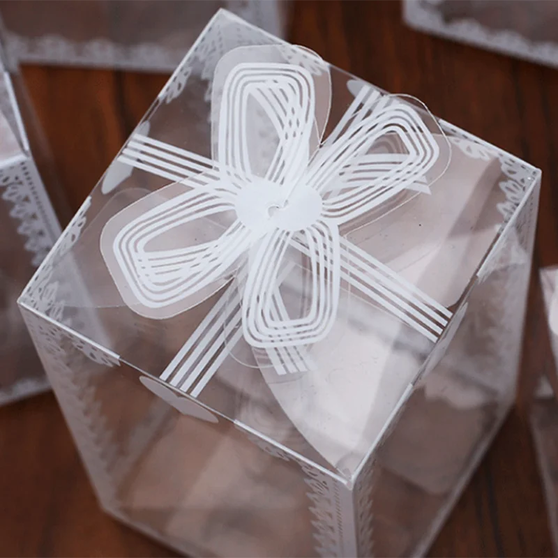 10-20 قطعة صندوق لصالح عيد الحب الشفاف كعكة التعبئة والتغليف صندوق PVC عيد ميلاد الزفاف الشوكولاته الحلوى دراجي حفلة الحدث هدية صندوق