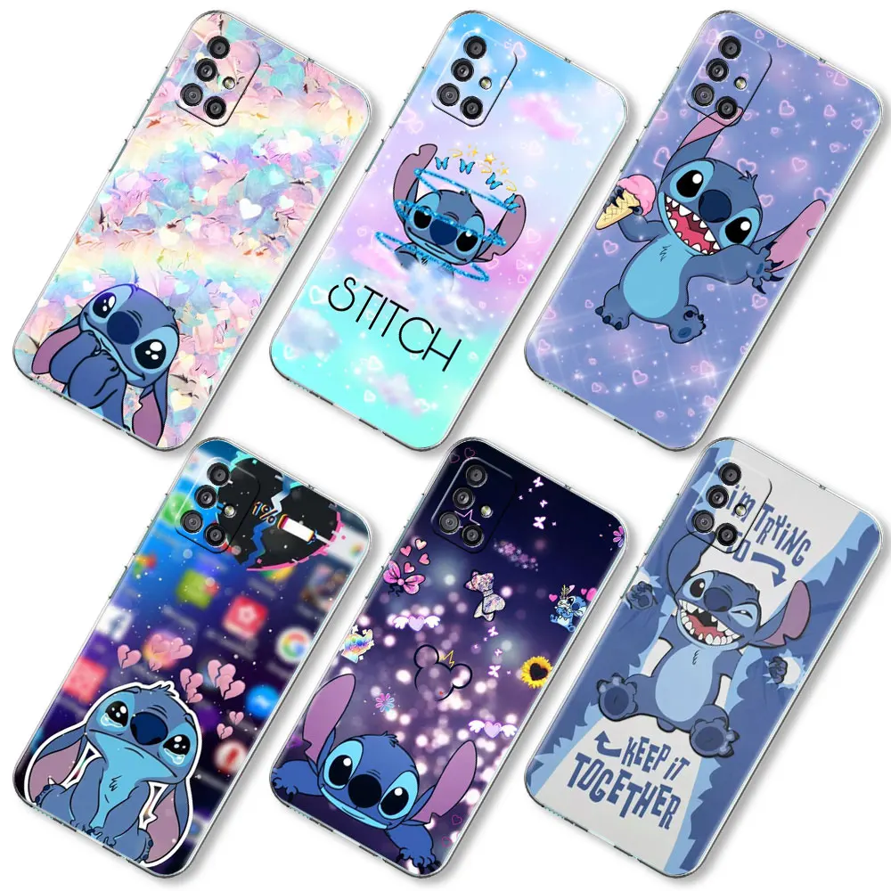 Kawai Stitch Cartoon Case For Samsung Galaxy A52 A12 A51 A72 A54 A14 5G Clear Phone Covers A70 A50 A32 4G A21s Tpu Coque