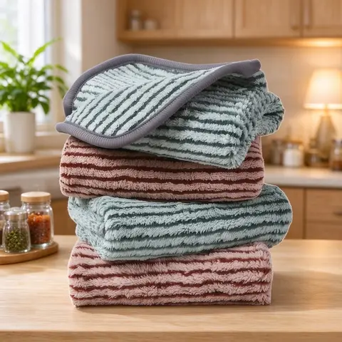 5Pcs Thick Double Sided Kitchen Dish Cloths Super Absorbent Quick Dry Cleaning Rags Reusable Household Dish Towels