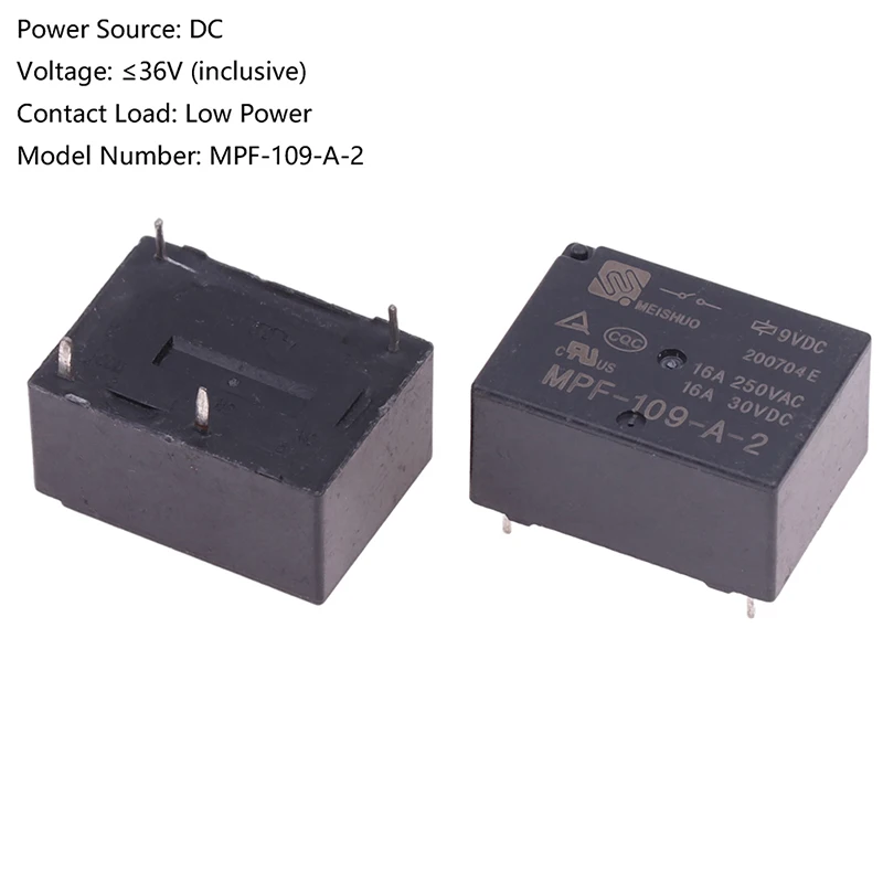 2pcs 9V Relay MPF-109-A-2 9VDC 16A 4PINS Electromagnetic Electric Kettle Relay 9VDC 16A 4 Pins