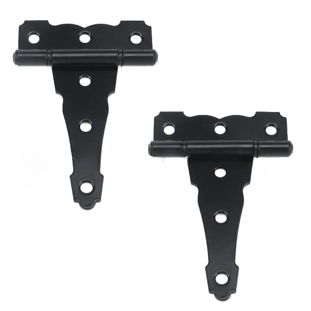 2PCS Classic Black Strap Hinges Shed Door Hinges Heavy Duty Barn Gate T-Strap Hinges
