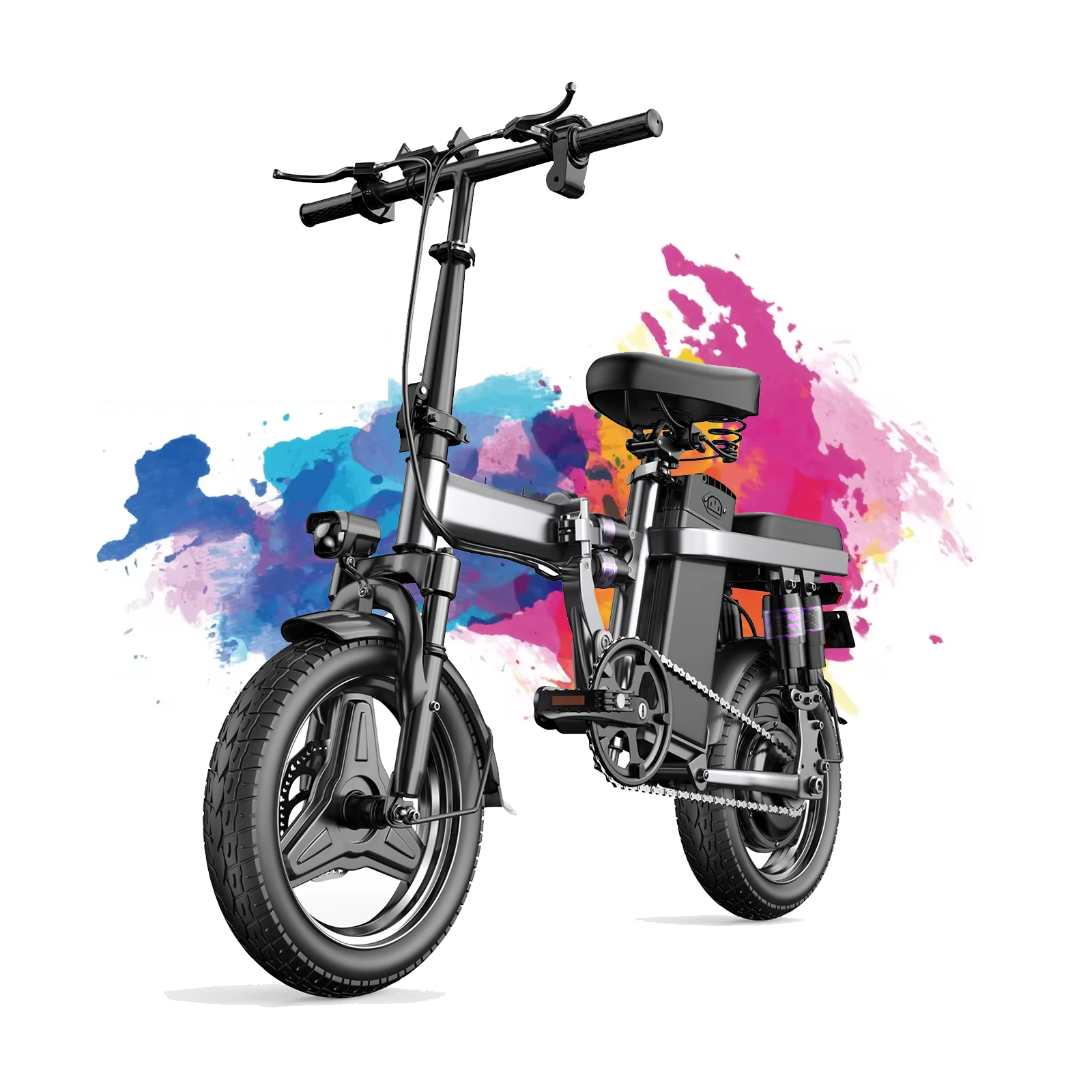 

14" Electric Bike for Adults,500W Motor,Up to 25 mph,Max 35 Miles Range,Folding E-Bike with Dual Disc Braking System