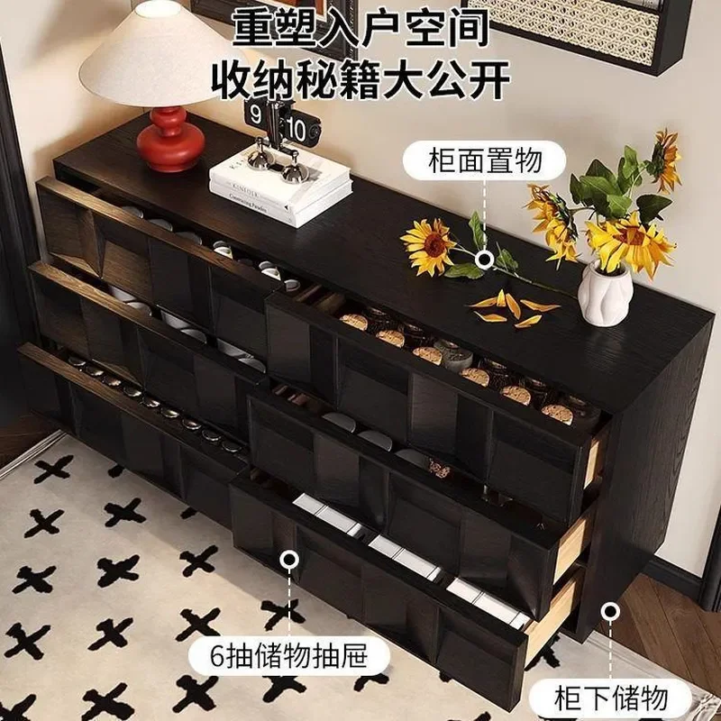 Medieval Solid Wood Dining Side Cabinet Modern Simple Living Room Storage Locker Household Furniture New Model