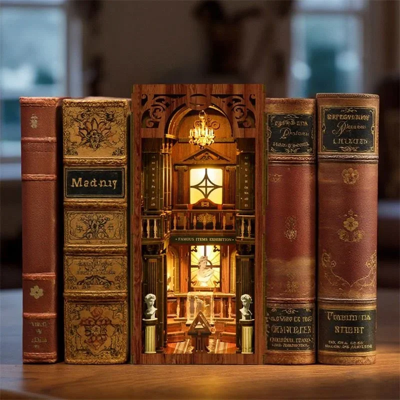 

The philosophical Library Casa NEW DIY Wooden Book Nook Shelf Insert Miniature Model Kits Bookshelf Bookend for Friends Gifts