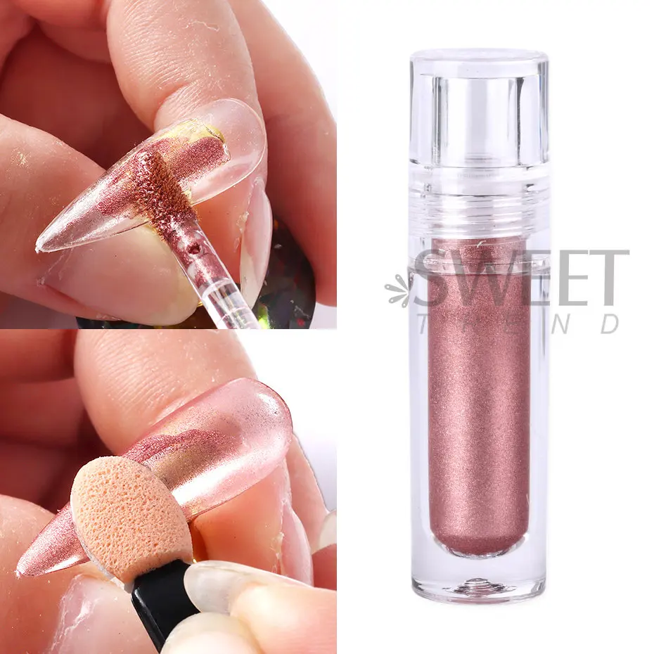 Novo produto prego líquido espelho mágico em pó pequeno tubo tipo glitter cromo pigmento para profissional diy arte do prego manicure decoração