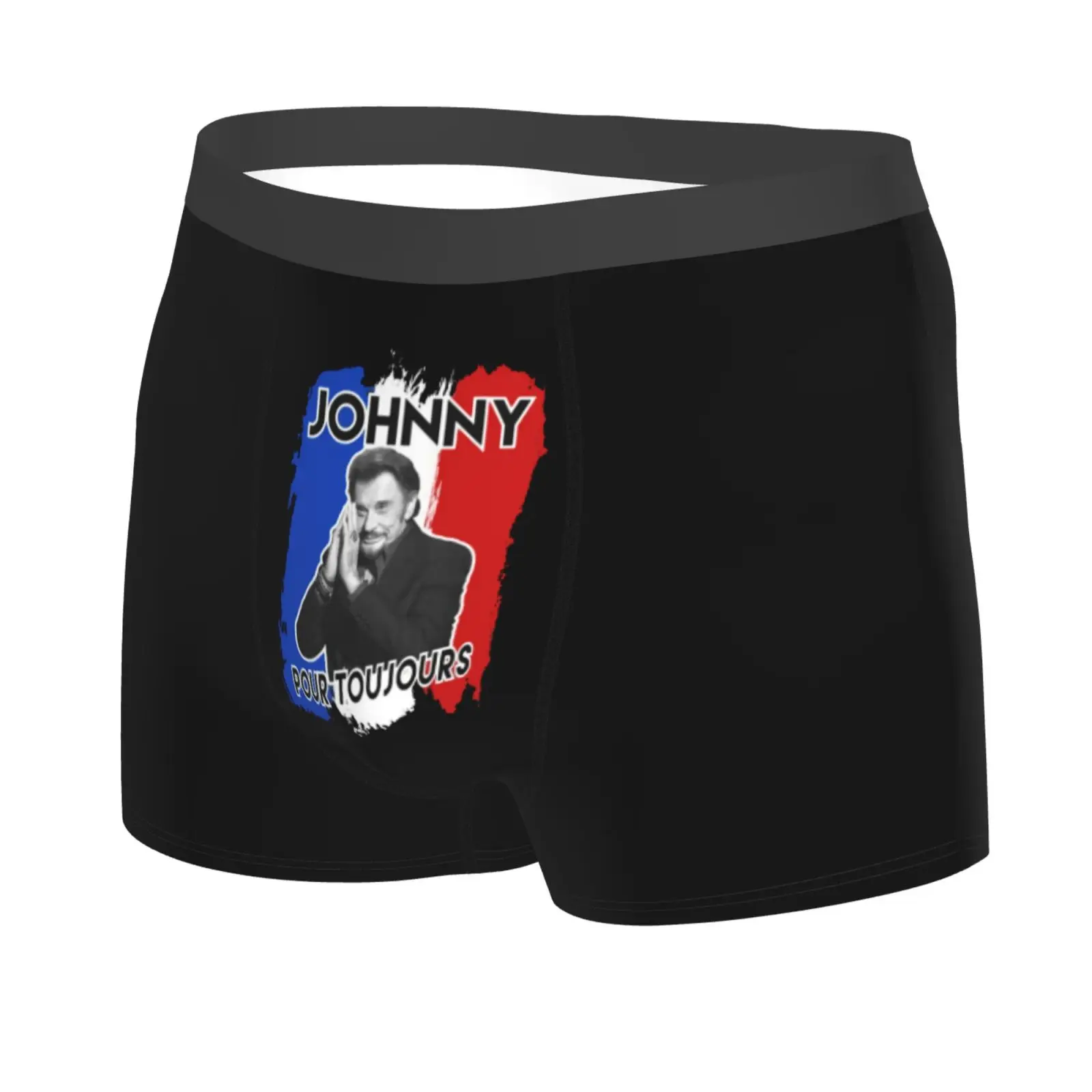 Johnny Hallyday Rock Music French Singer Men Underwear Boxer Shorts Panties Funny Soft Underpants for Homme