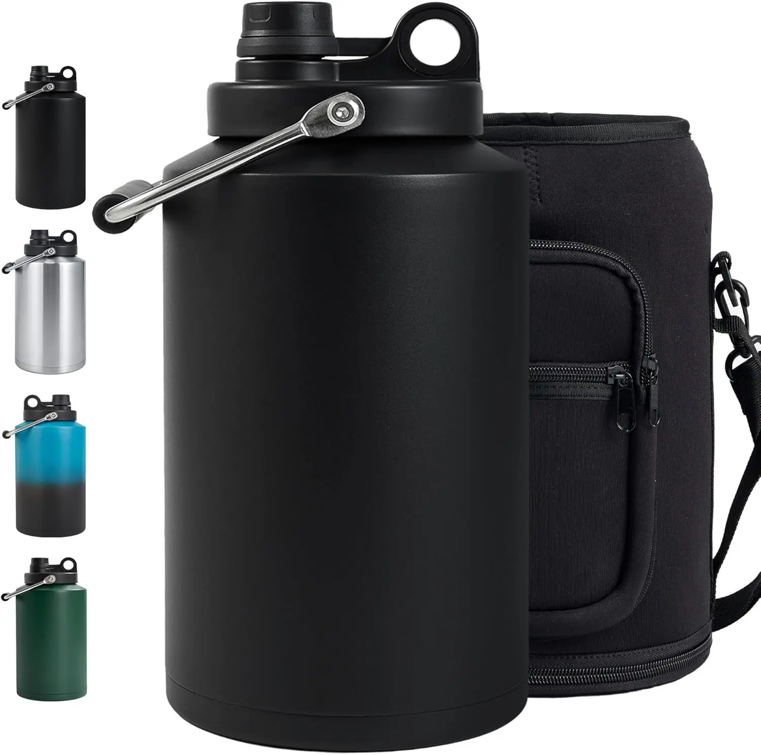 

1 Gallon Insulated Stainless Steel Water Jug with Handle, Wide Mouth, Sweat Proof, Ideal for Travel and Camping