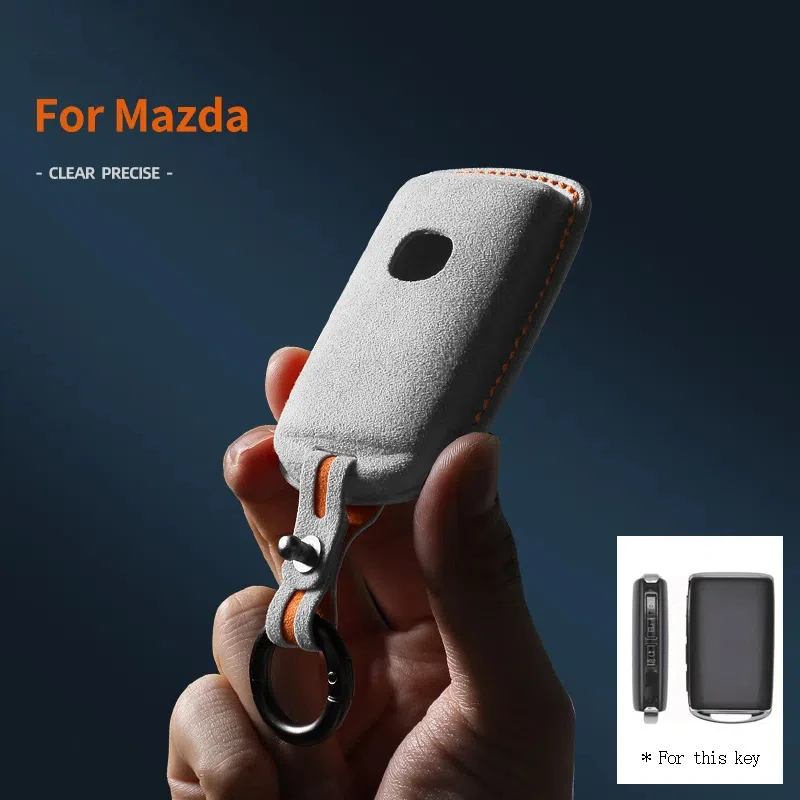 

For Mazda 3 6 CX30 CX3 CX5 CX8 CX9 MX30 Car Key Case Remote Cover Shell Suede Keychain Leather Protector Accessories