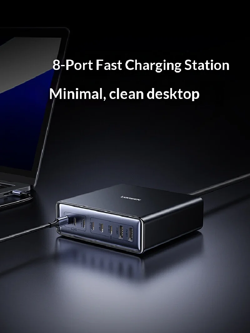 UGREEN 200W GaN Charger 8 in 1 Desktop Laptop Fast Charging Stand For Phone Tablets Smart Watch Desktop Charging Station view 6