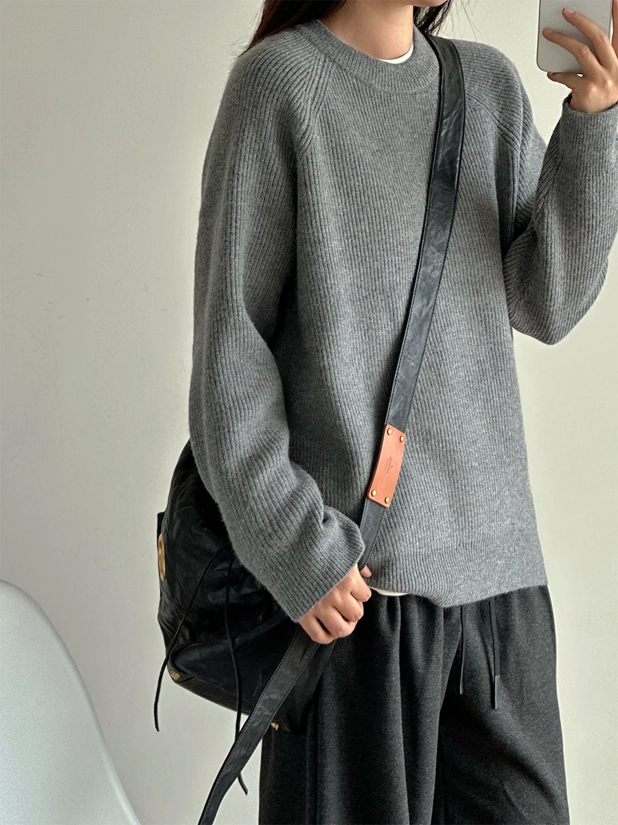 

Свободный вязаный свитер, футболка цвета, пуловер с круглым вырезом, трикотаж, осень-зима, термопрямая трубка, длинный све