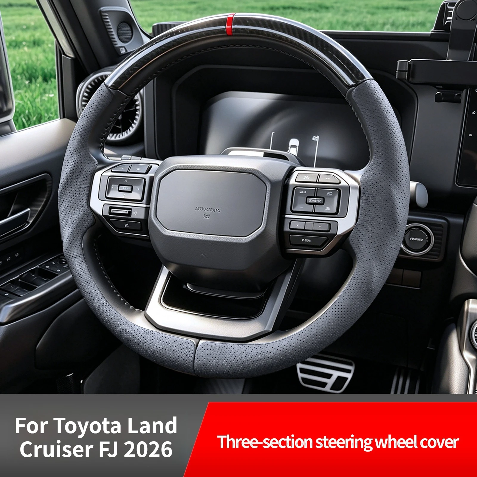 For Toyota Land Cruiser FJ 2026 Car 3-section Steering Wheel Cover All-inclusive Ultra-thin Non-slip Sweat-absorb Handle Cover