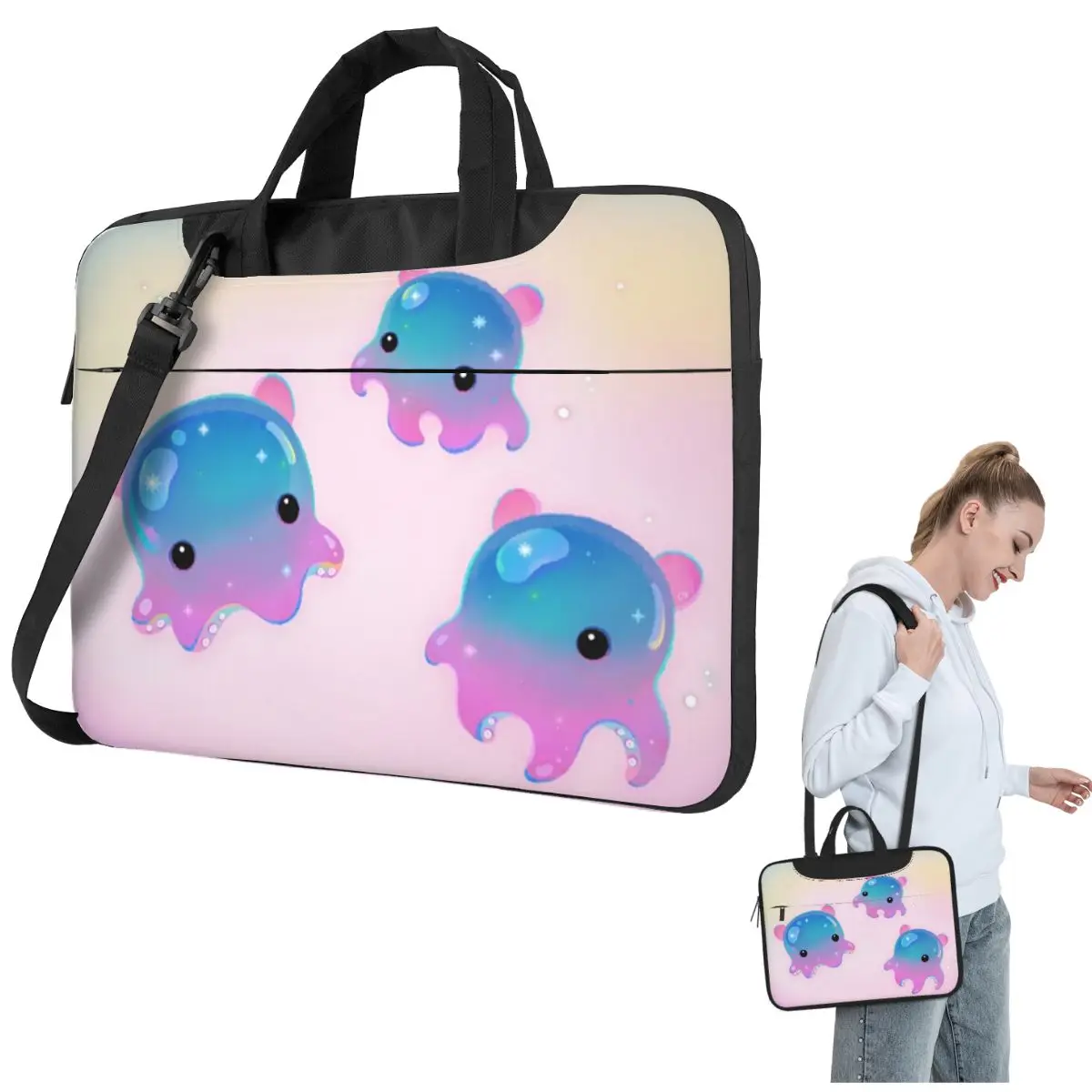 

Grimpoteuthis (Dumbo Octopus) Crossbody Laptop Bag Case Computer Bag Resistant Protective Notebook Pouch for Macbook Pro