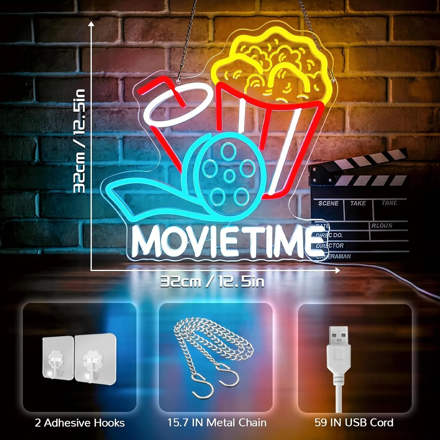 Letreiro Neon 'Movie Time' com - Home Cinema Quarto avaliação e preço
