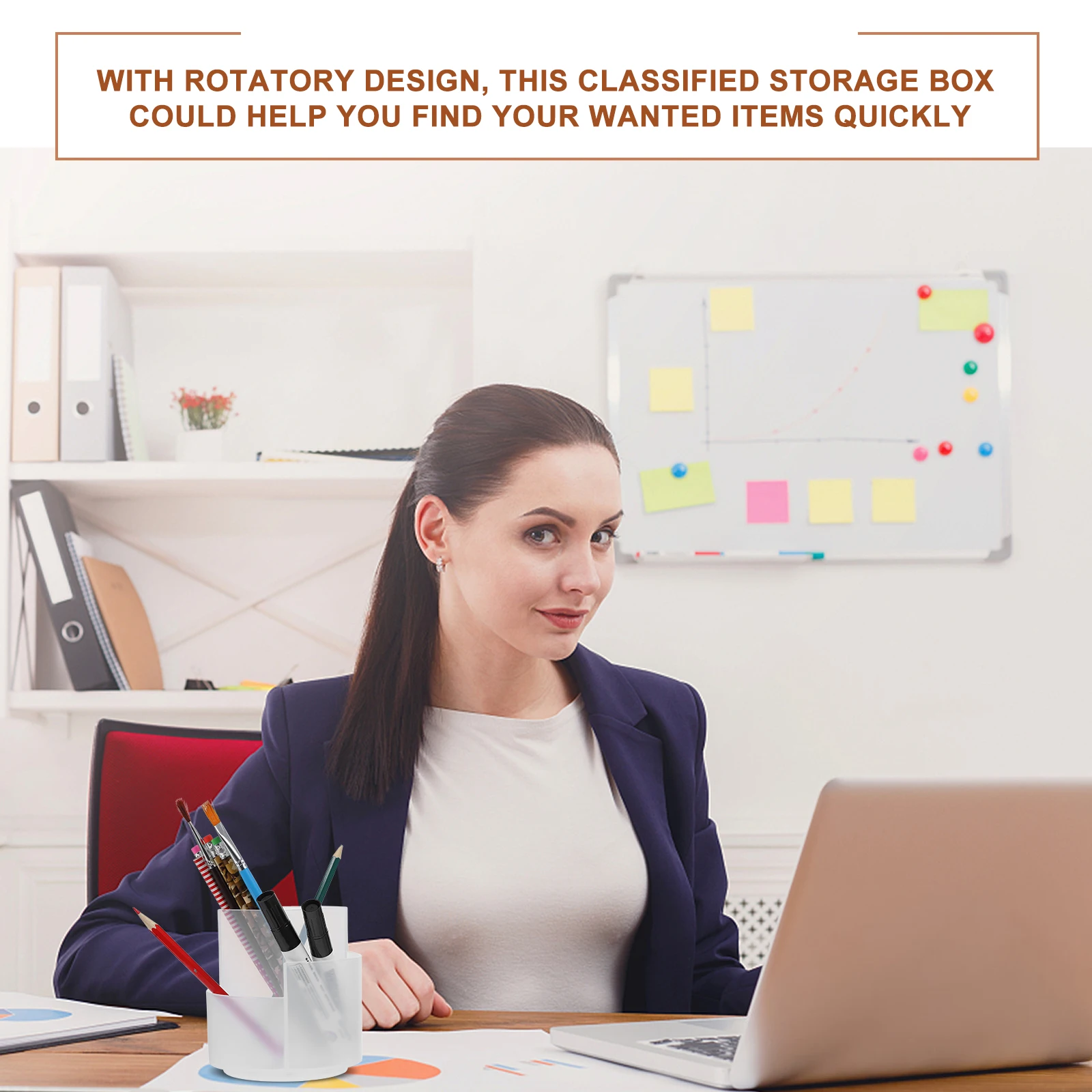 

Storage Rotating Pen Holder Office Blue Pp Desk Organiser Desktop Stationery Organizer