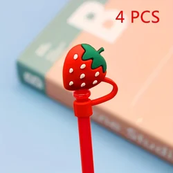 1pc/4pcs Reusable Strawberry Shape Straw Covers Reusable Drinking Straw Tips Lids Straw Toppers Straw Plug For 7-8mm Straws