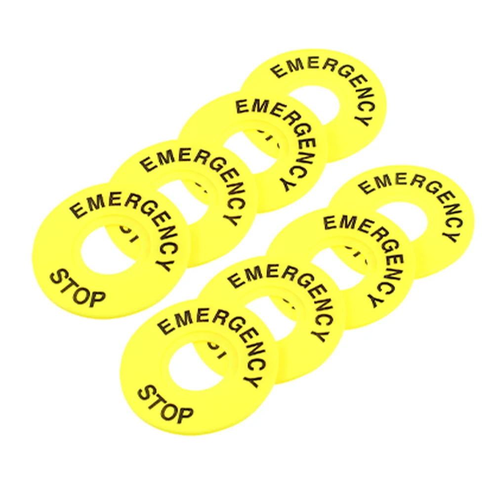 

8pcs Emergency Stop Button Sign 22mm Yellow Warning Circle Sticker Switch PVC Safety Caution Decal Industrial Electrical