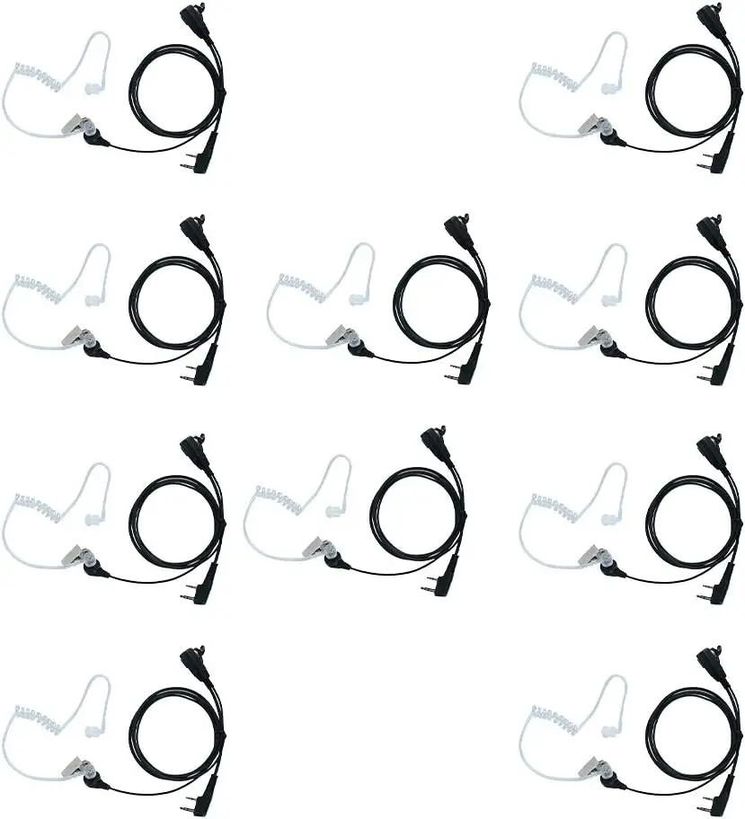 Covert Acoustic Tube Earpiece Headset Mic PTT for BaoFeng Kenwood WouXun PuXing Linton Two Way Radio UV-5R BF-888s,10 Packs