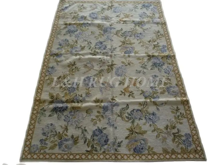 Free Shipping 4'x6' Needlepoint Rugs, Handmade carpet 100% New Zealand Wool Floral design