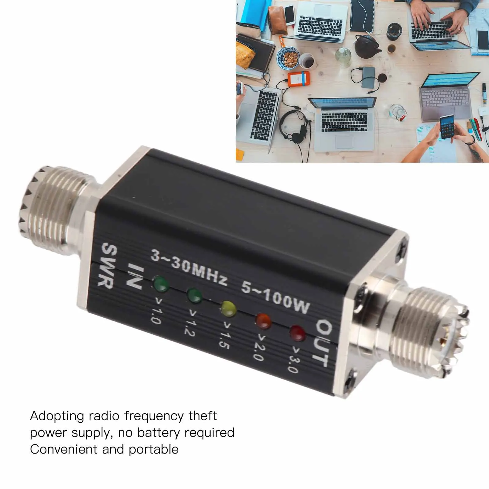 5-100W Standing Wave Meter Mini Shortwave LED Indicator SWR Meter for Antenna Radio 3 to 30MHz