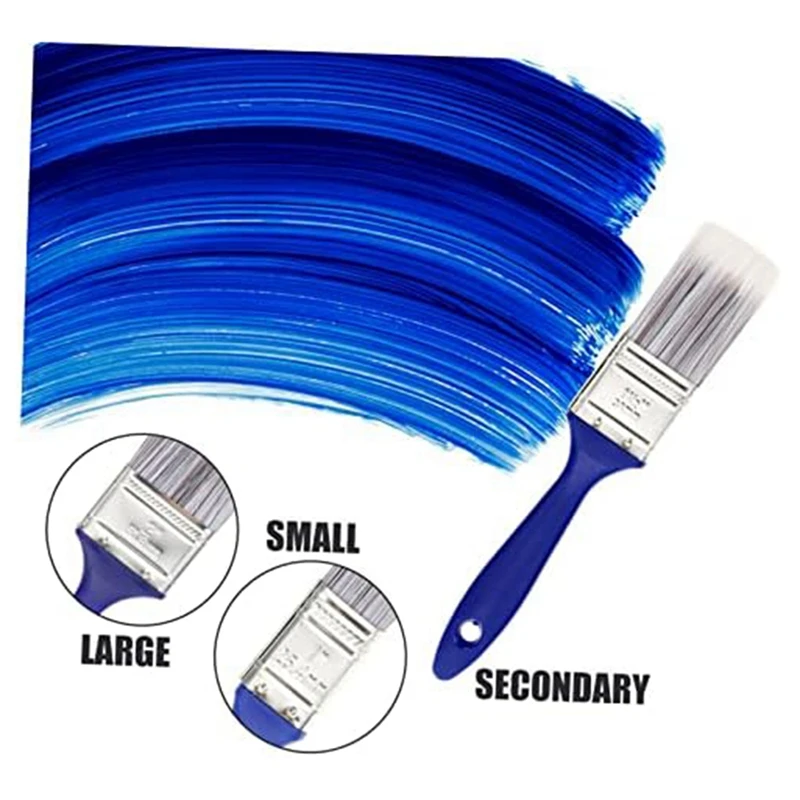 SEWS-3Pcs Blue Plastic Handle Brush Paint Brushes Bulk Glue Brush Varnishes Paint Brushes Wax Brush Flat Drawing Tool Nylon