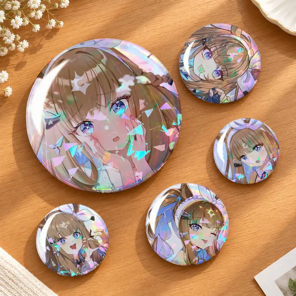 A-Almond Eye U-Umamusume Custom Tinplate Round Button Badges Pins Brooches for Clothes Backpack