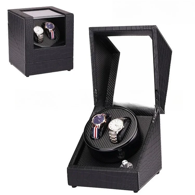 Leather automatic watch shaker, mechanical watch rotating watch winding device 5 gears adjustable + stop immediately after