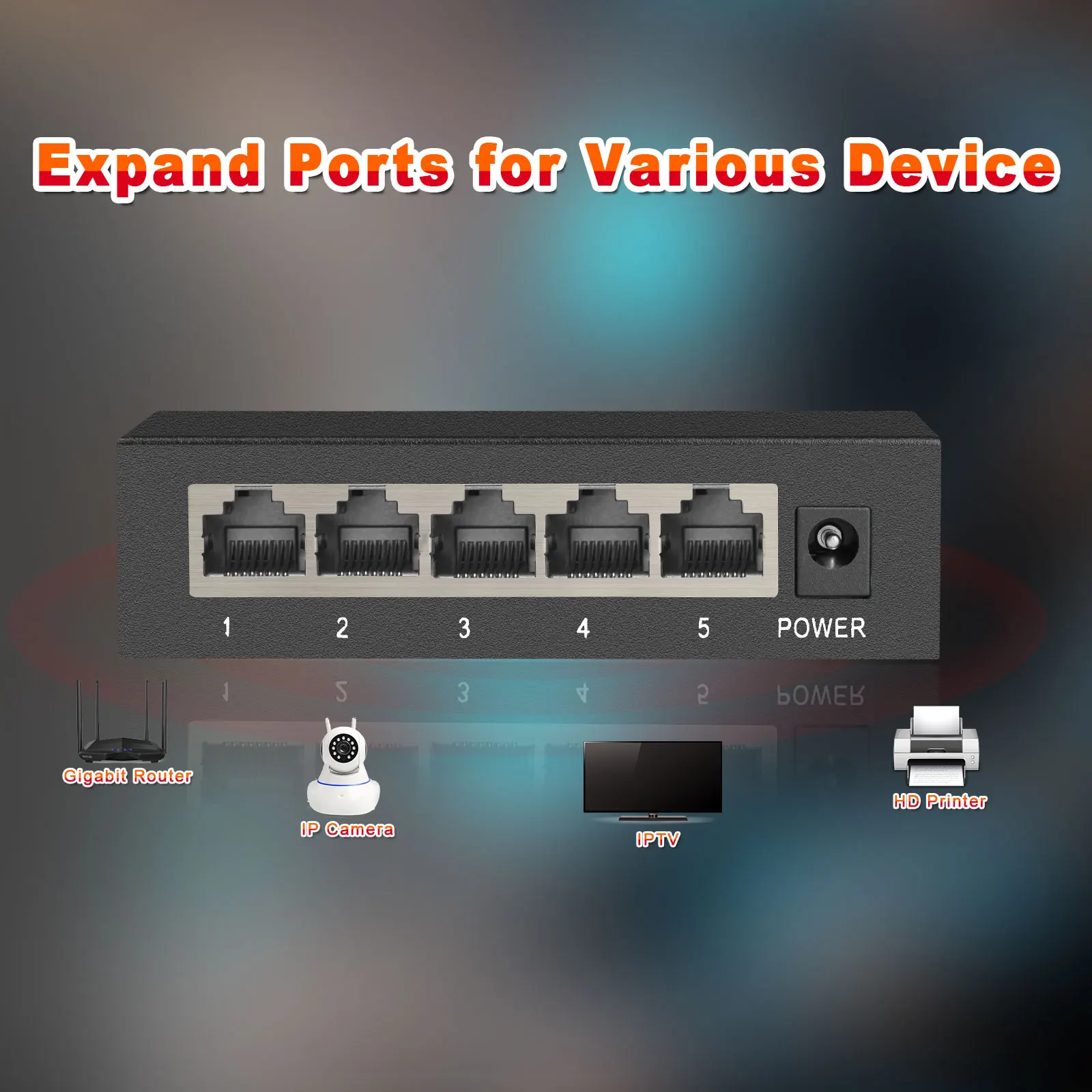 IENRON Ethernet Switch 8 5 Ports Gigabit Network Switch 1000 Mbps Internet Hub Network Splitter for IP Camera /Wifi Router