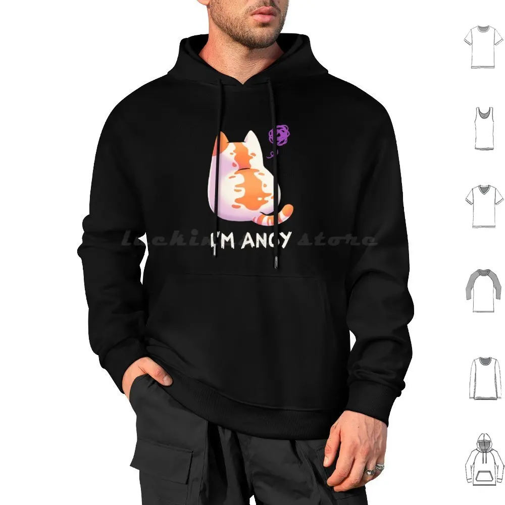 No Talk Me Im Angy Angry Kitty Meme , Fluffy , Kawaii Hoodie cotton Long Sleeve No Talk Me Im Angy Angry Kitty Meme