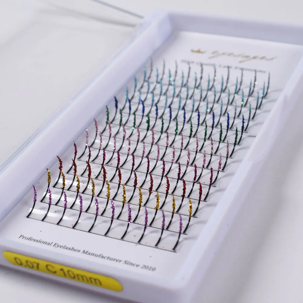 Gemengde Kleur Flash Wimper Extensie Glanzende Kleurrijke Valse Wimper Inbedding Diamant Drama Podium Wimper Make-Up Benodigdheden
