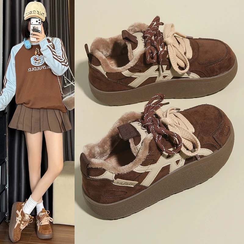 Zapatillas de deporte para papá con forro de algodón, forro polar para el calor, zapatos casuales, zapatillas versátiles de suela gruesa para invierno, S9003