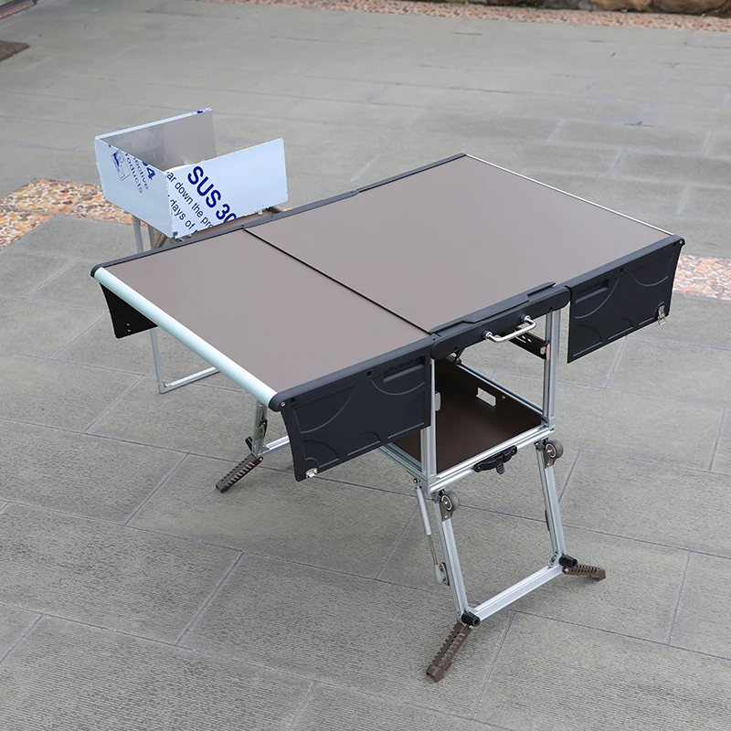 Camp aluminum kitchen and Rv kitchen Bulin C550 Outdoor Equipped Picnic Table Folding Camping Stove Camping Mobile Kitchen