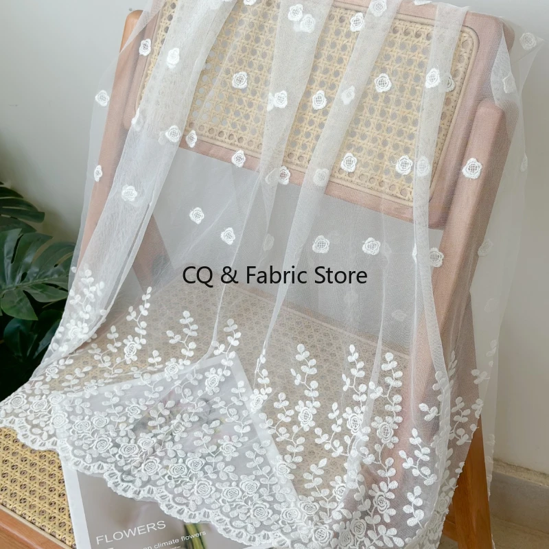 Elegant Water-soluble Lace Fabric With Floral Soft Mesh And Positioning Embroidery For Apparel Dresses And Home Décor