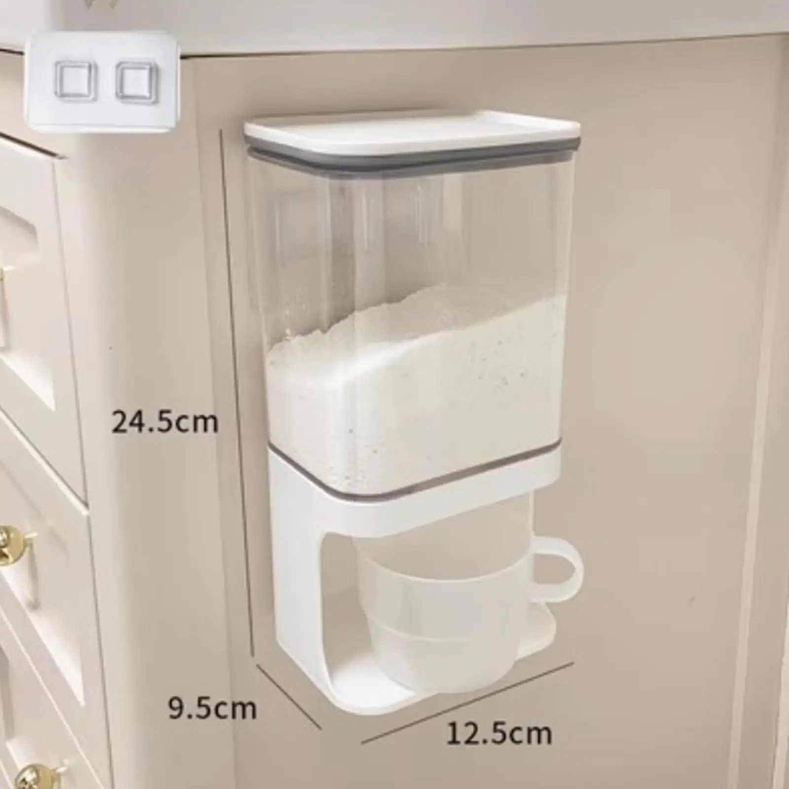 Laundry Detergent Storage Container with Measuring Cup PP Material Wall Mounted Transparent Box for Scent Beads Organization
