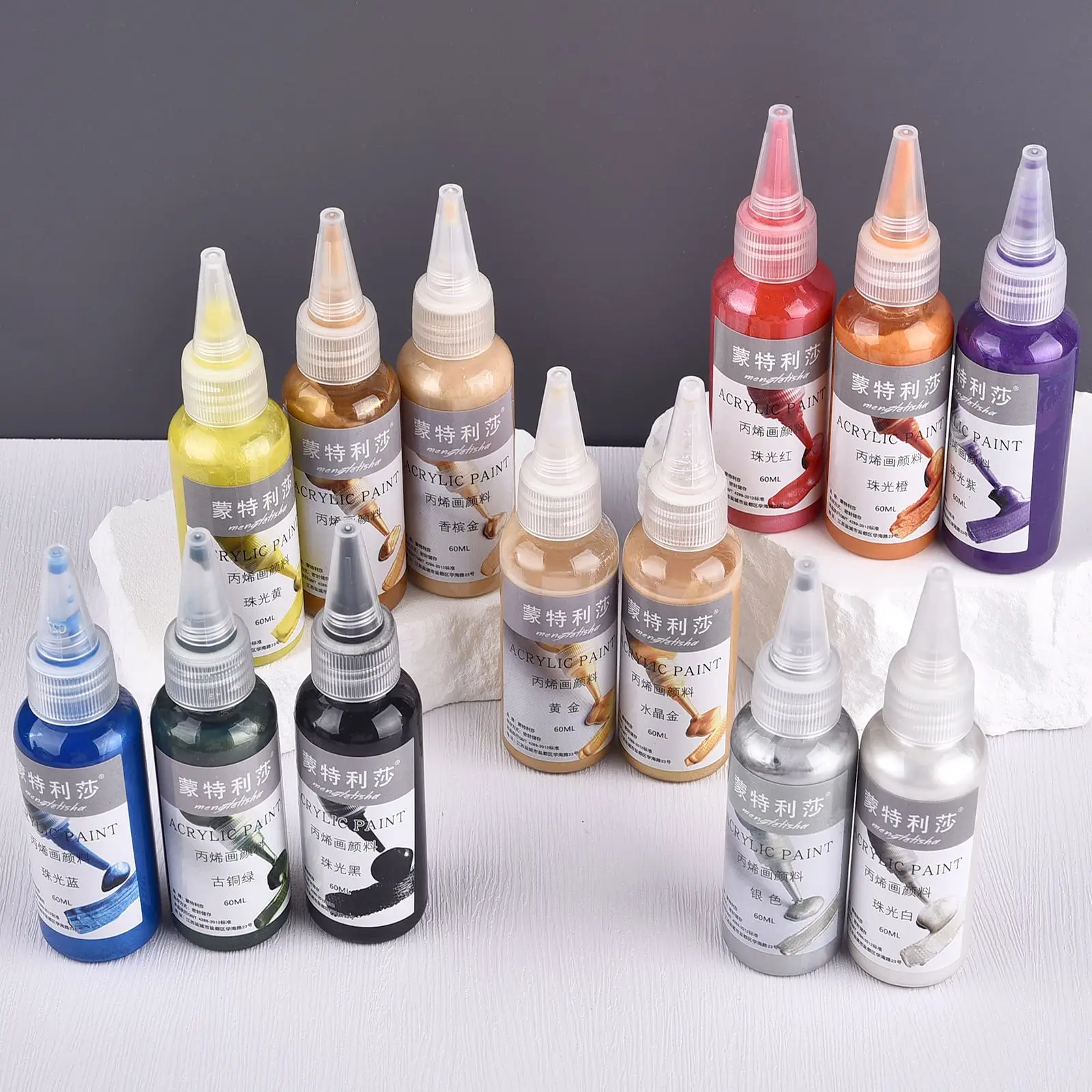 Pigment Acrylique Nacré pour Peinture D.lique, 60ml, pour Beurre de Plâtre, Colle en Résine Xy, Crochet, Pâte