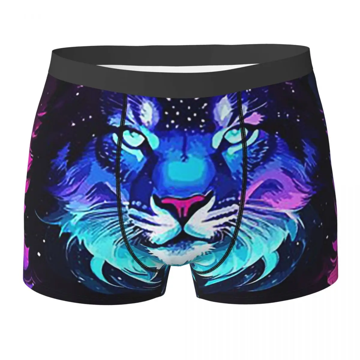 

Boxer Underpants Shorts Cosmic Neon Tiger Spirit Space Galaxy Wolf Lion Face Panties Men's Underwear for Homme Man Boyfriend