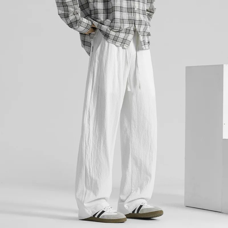 Linen Pants for Men's Summer Pure Cotton Casual Long Pants Cotton and Linen Loose Straight-leg Pants Sports Spring Men's 2026