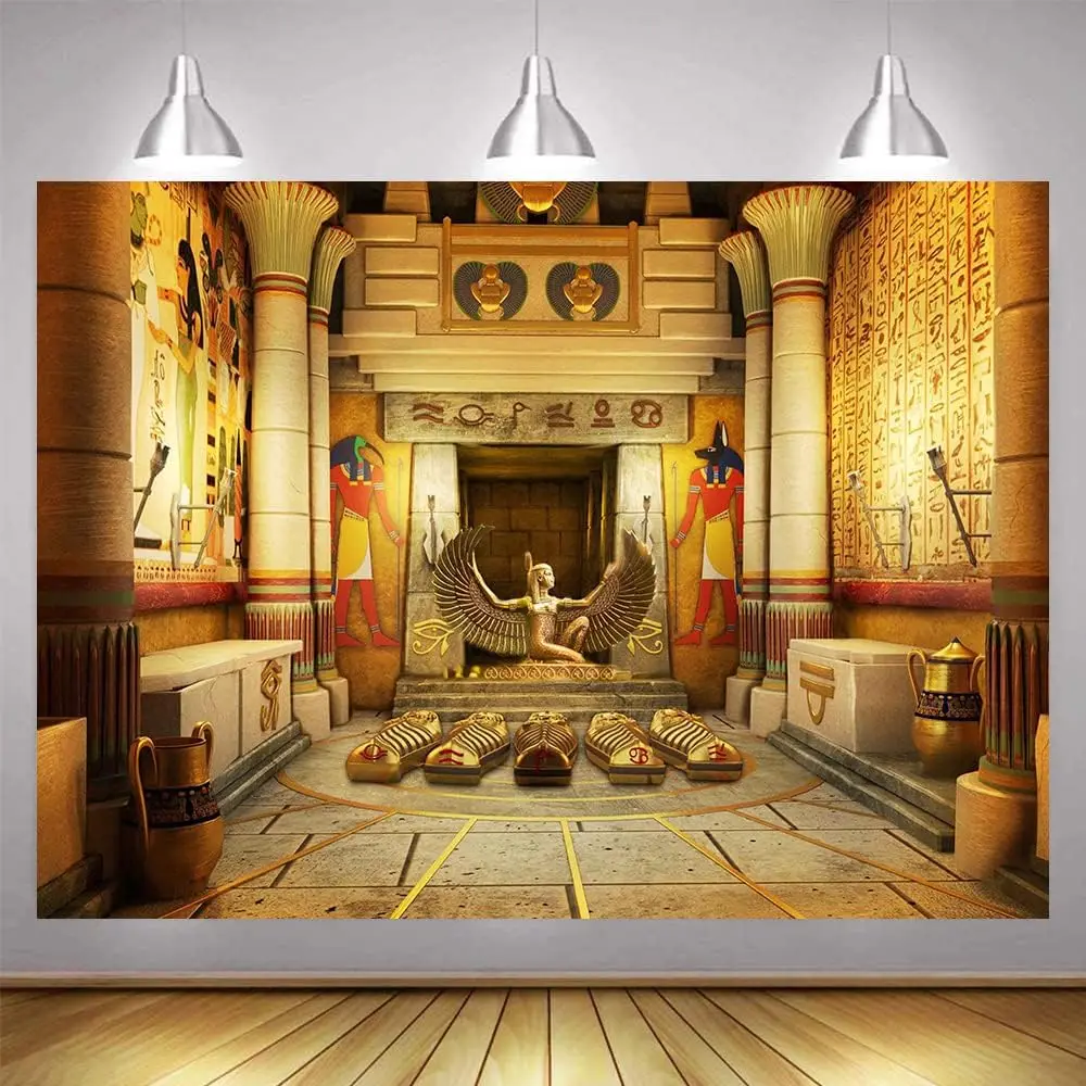 Ancient Egyptian Pharaoh Temple Tapestry Wall Hanging Polyester Fabric Decor Scroll Artwork For Living Room Home Palace Style My