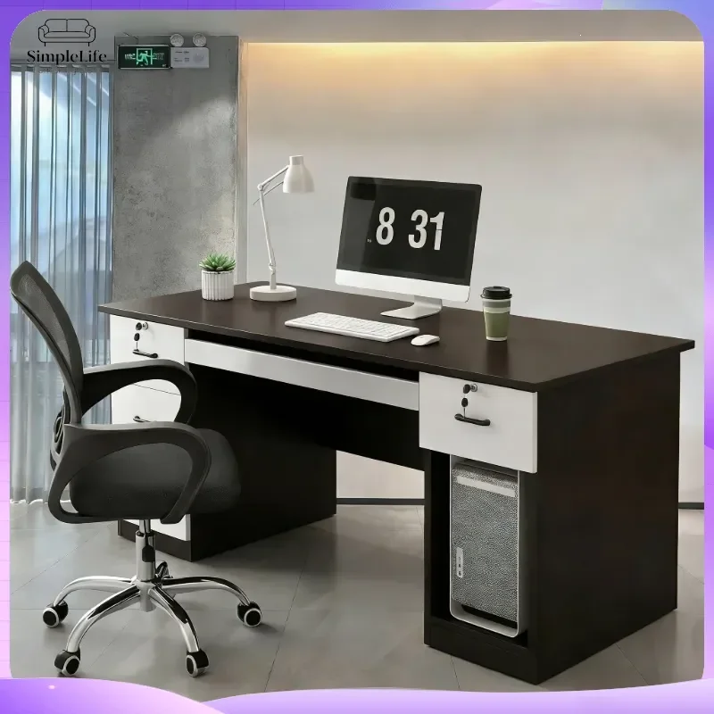 Modern Minimalist Computer Desk for Home Office Workstation Ergonomic L-Shaped Desk with Cable Management Adjustable Height
