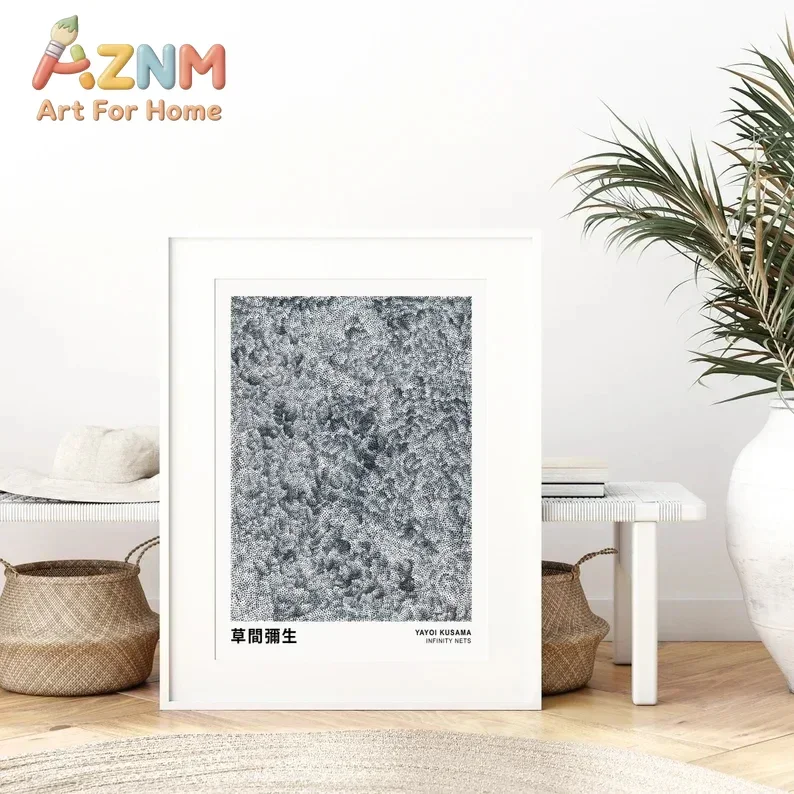 AZNM Yayoi Kusama Dotted Infinity Nets Canvas Wall Art, Classic Dot Art Print, Decor for Gallery, Bedroom and Studio