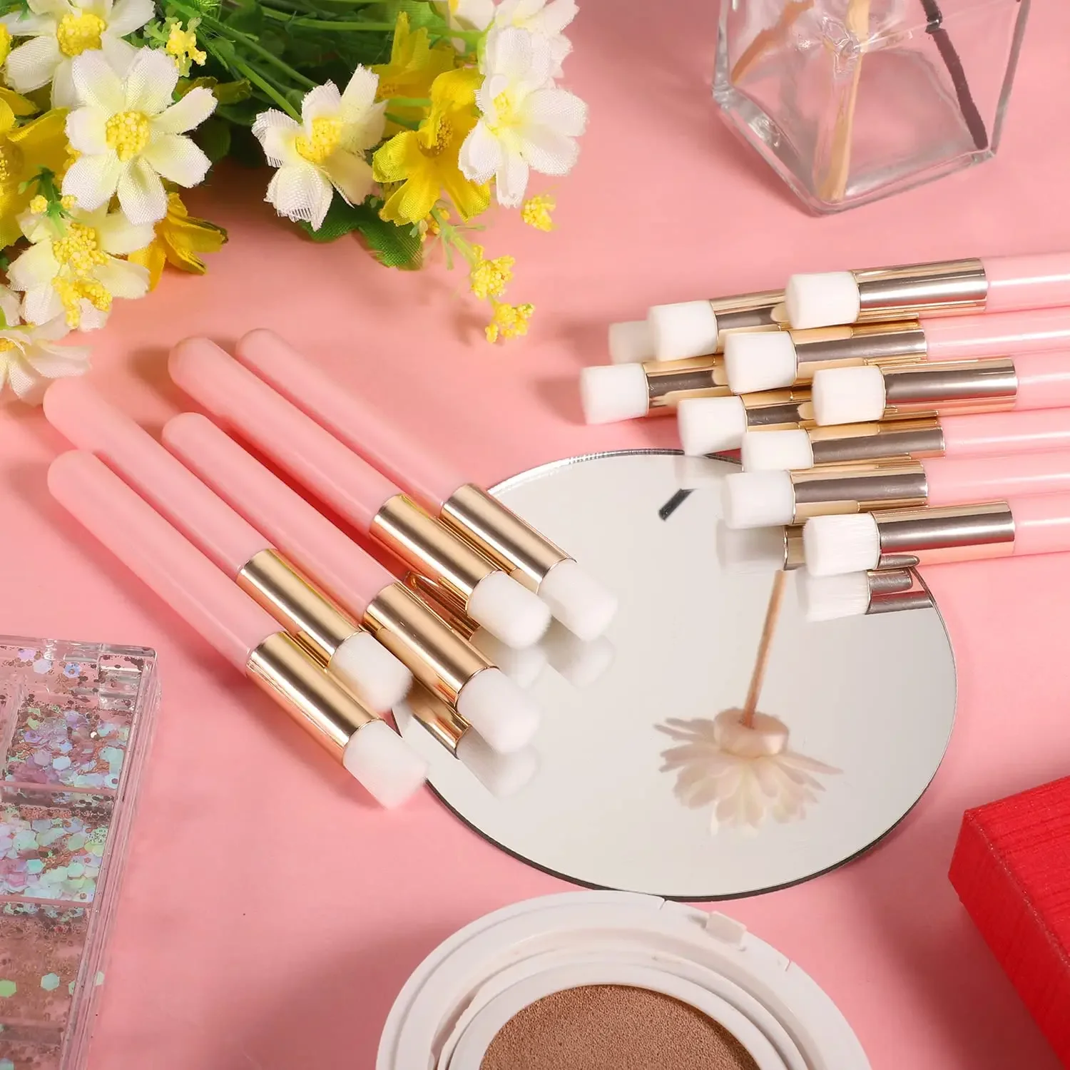 부드러운 속눈썹 청소 브러시 세트 - 이중 끝 디자인, 인체공학적 손잡이가 있는 속눈썹 연장 브러시, 휴대용 크기