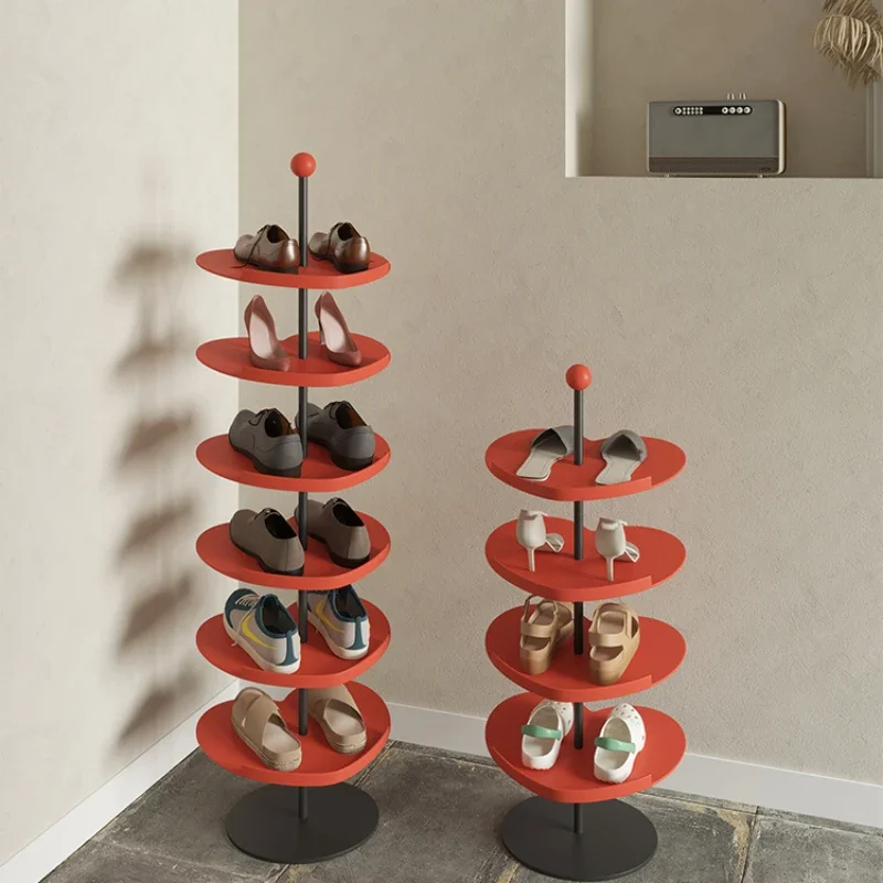 Indoor multi-storey simple shoes and slippers are stored in the door and landed in a small narrow shoe rack.