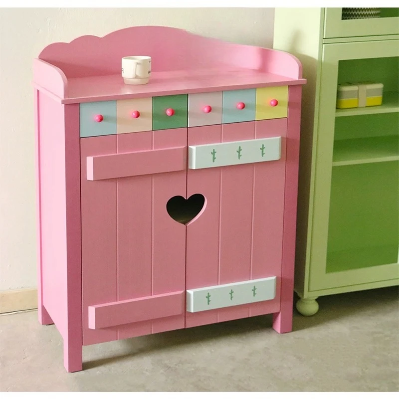 Dopamine Storage Solid Wood Shoe Cabinet Handmade Comic Wind Cabinet