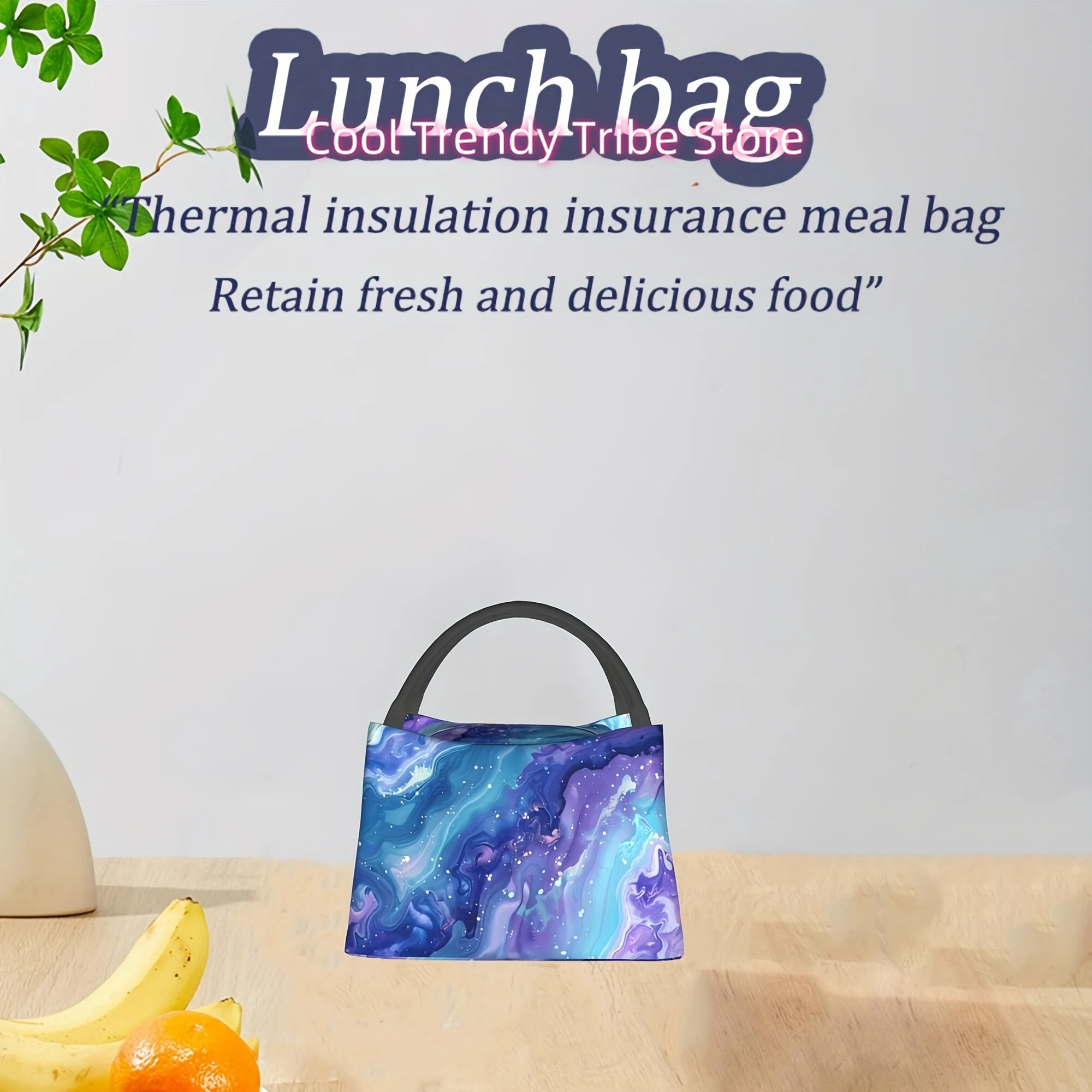 1pc Blue Ink Painting Pattern, Portable And Reusable Refrigerated Bag, Insulated Bag, Insulated Lunch Bag, Used For Camping, Pic