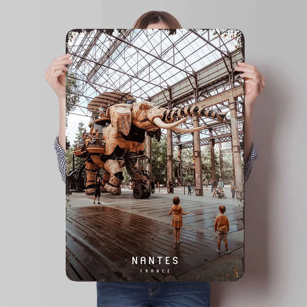 Nantes Frankreich Mechanischer Elefant, Metallwandkunst, Retro-Industriestil, Heimdekoration, Dekoration, Gemälde