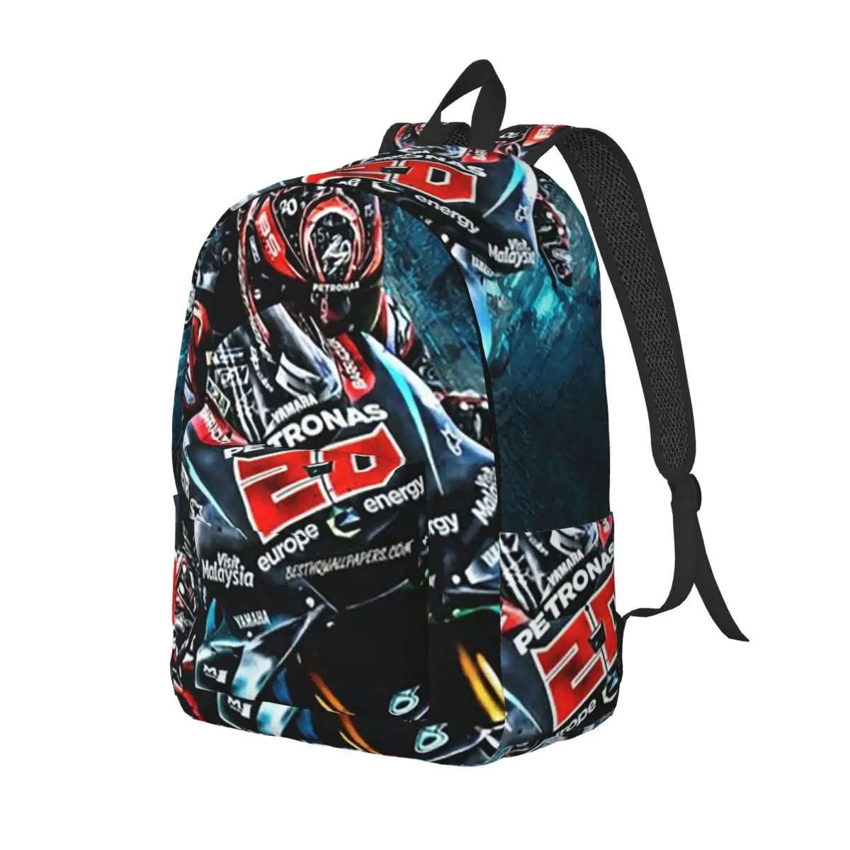 Fabio Quartararo French Motorcycle Racer Student Backpack School Bag Hiking Travel Daypack for Boys Girls Bookbag Shoulder Bags