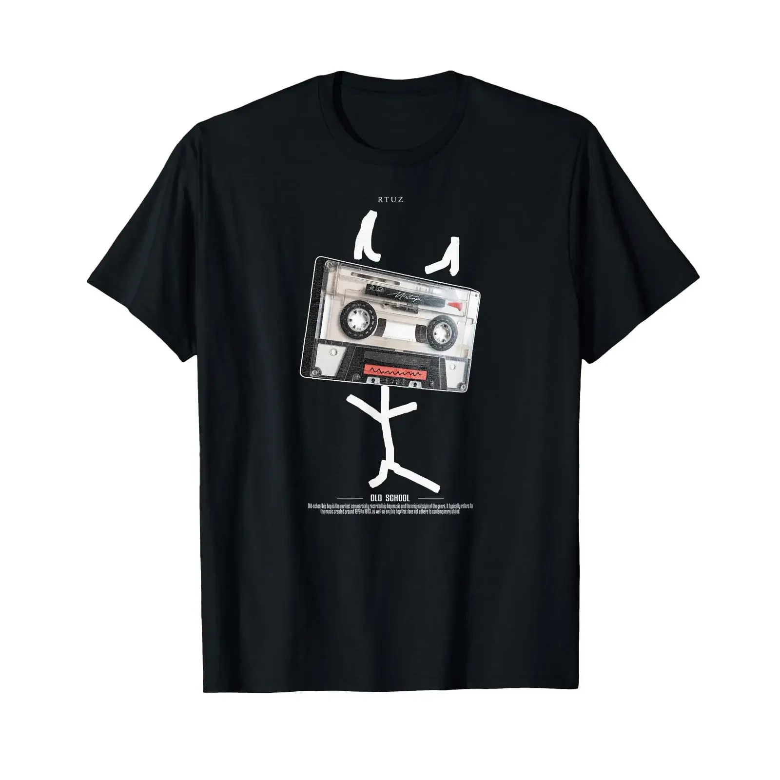 Retro Style Old School Music Tape Vintage Mixtape Cassette T Shirt black vintage Washed designer clothes Unisex streetwear