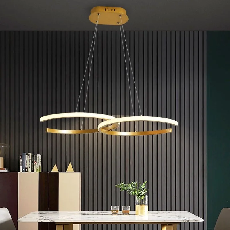 Nordic living room lamp modern minimalist chandelier designer restaurant chandelier minimalist linear CC shape office lamp