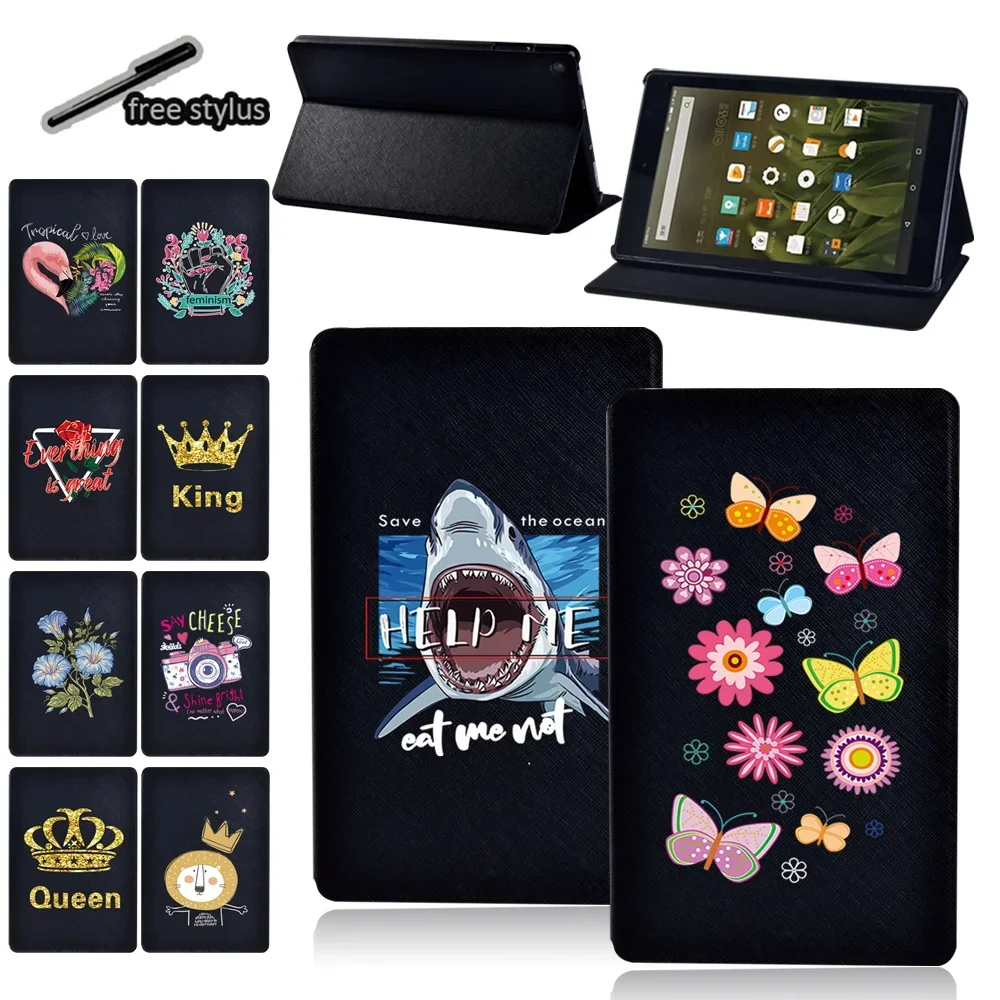 Pu Leather Tablet Case for Fire 7 (5th/9th/7th)/HD 8(6th/7th/8th/10th) /HD 10(5th/7th/9th/11th)/HD 8 Plus/HD 10 Plus Stand Cover