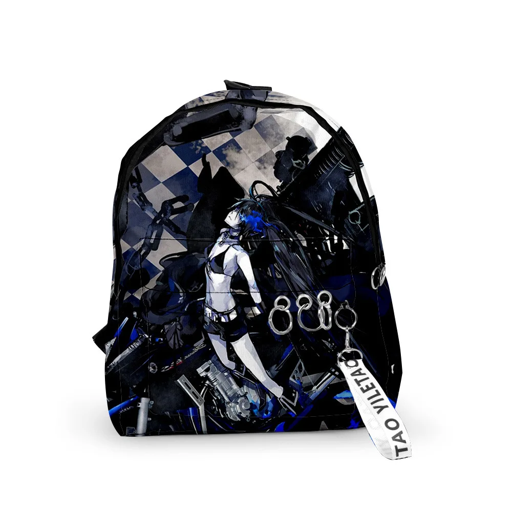 Harajuku Novelty Black Rock Shooter Backpacks Boys/Girls School Bags 3D Print Keychains Oxford Waterproof Cute Small Backpacks