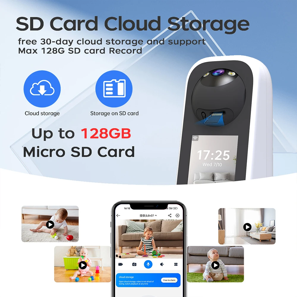 كاميرا Jooan 2K 3MP PTZ ip مكالمة فيديو مع شاشة LED 2.8 بوصة كاميرا مراقبة للكشف عن الصوت للأطفال تتبع بالذكاء الاصطناعي لمراقبة الأطفال